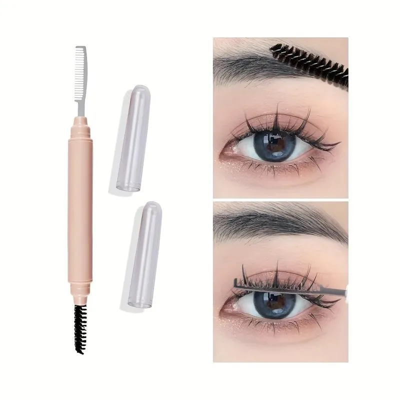 【Y】1Pcs Eyebrow Make Up Brushes Dual Ended Brow Comb Makeup Brush Stainless Steel Eye Lashes Roller Eyelashes White Beauty Tool