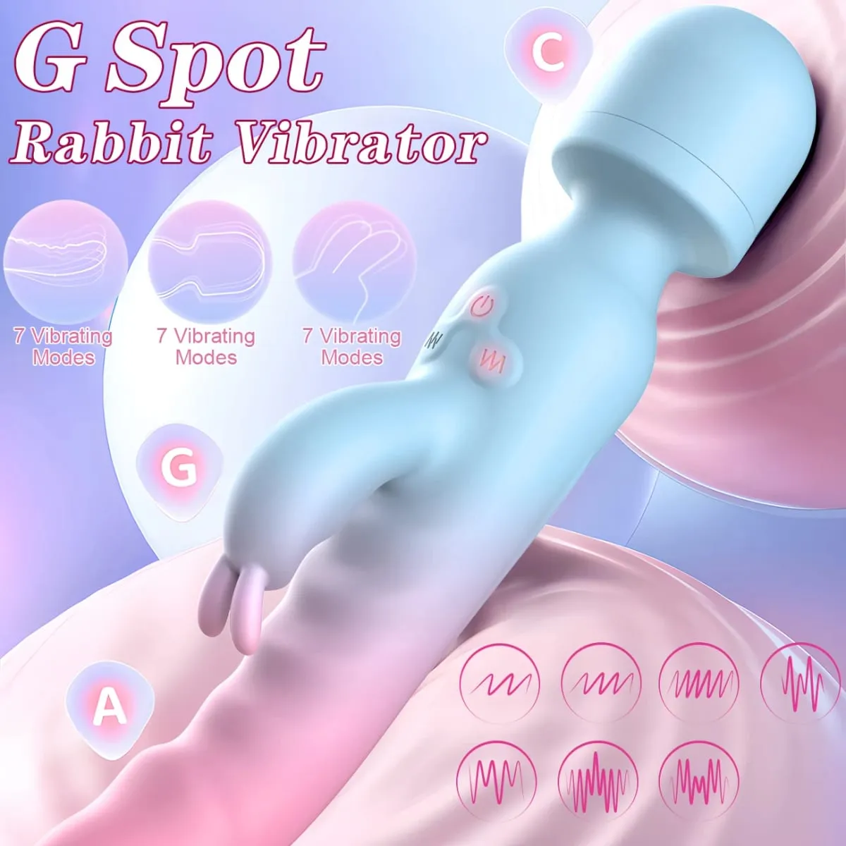 4-I-1-läge Dildos Vibrator AV-sexmaskin Trollstav Klitoris G-punktstimulator Kvinnlig Vagina Massager Kvinna Vuxna Sexleksak 18+