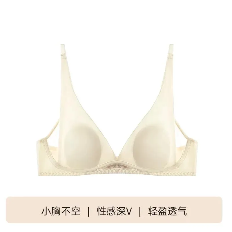 Bra Segitiga Perancis Piala Telinga Arnab Deep V Bralette Tanpa Wayar untuk Payudara Kecil Tanpa Celah Set Pakaian Dalam Seksi Bernafas Musim Panas Nipis — image 8