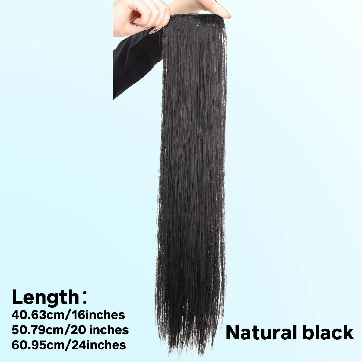 1개 합성 16"20"24" 클립 머리 연장 조각 가발 여성용 경량 상단 교체 긴 직모 — image 9