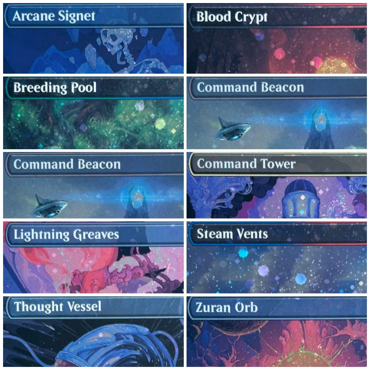 LK62 Galaxy Foil Arcane Signet Command Beacon Command Tower Thought Vessel Zuran Orb High-Quality TCG Proxy Cards (Black-Core) — image 1