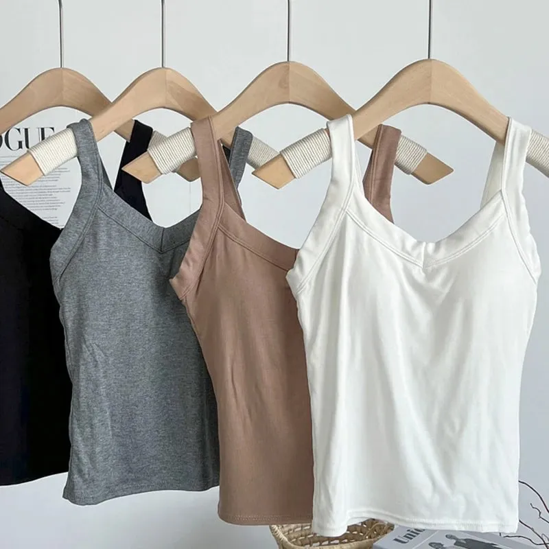Sleeveless Women Tank Tops with Breast Pads Summer Sexy Slim Crop Top Basic T-shirt Vest Lingerie Bras Tube Tops Hot Underwear — image 2