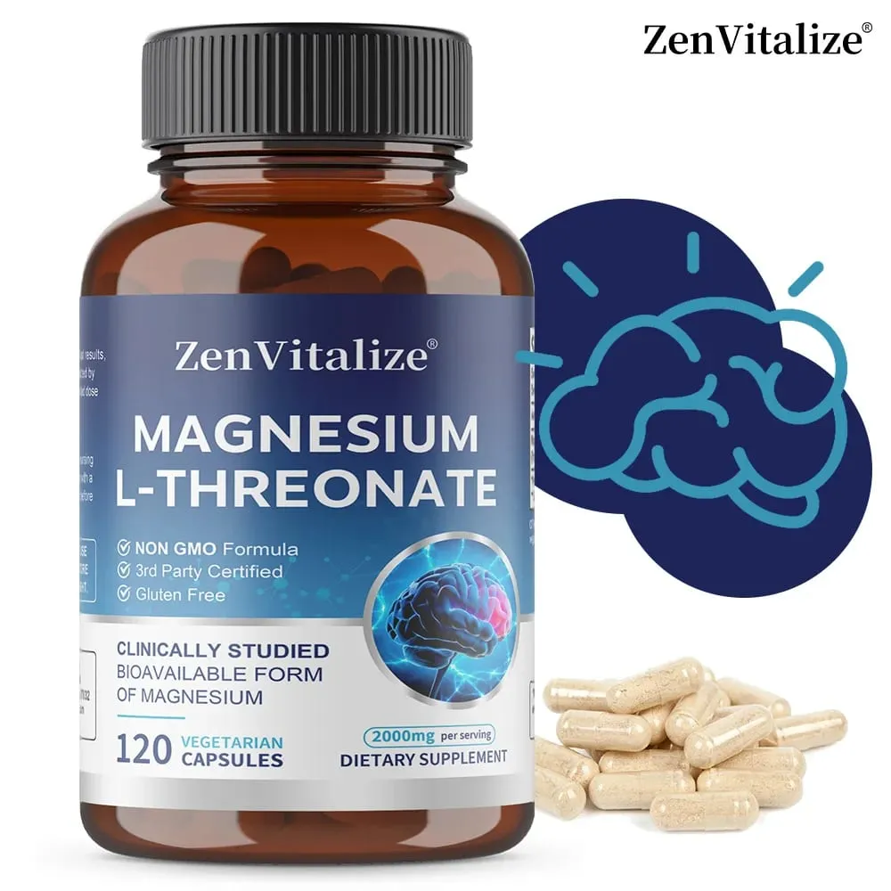 Magnesium L-Threonate - 2000 Mg Supports Memory Focus and Brain Function Supports Quality of Sleep 120 Capsules — image 2