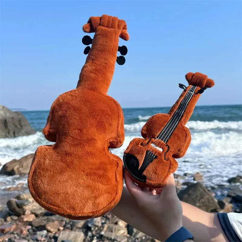 27cm Violin Plush Toys Funny Decorative Ornaments Realistic Violin Doll Exquisite Throw Pillows Birthday Gifts For Child Friends — image 3