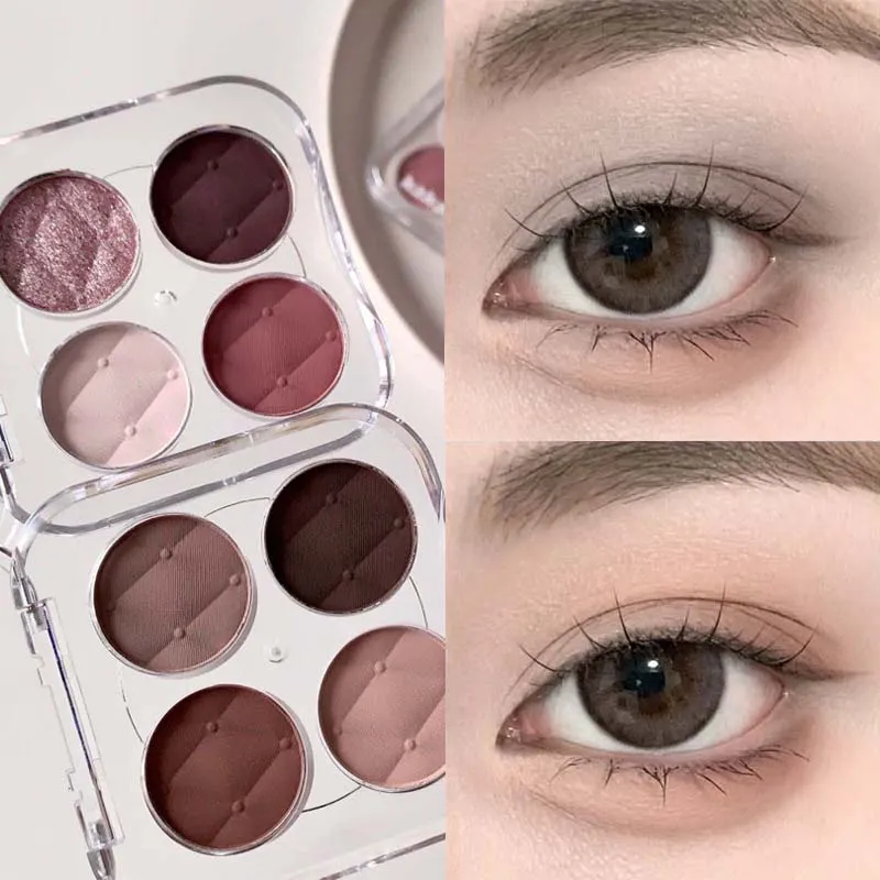 4 Colors Matte Fine Glitter Low Saturation Eye Shadow Palette Long Lasting Silky and Easy Coloring Peach Powder Daily Eye Makeup — image 3