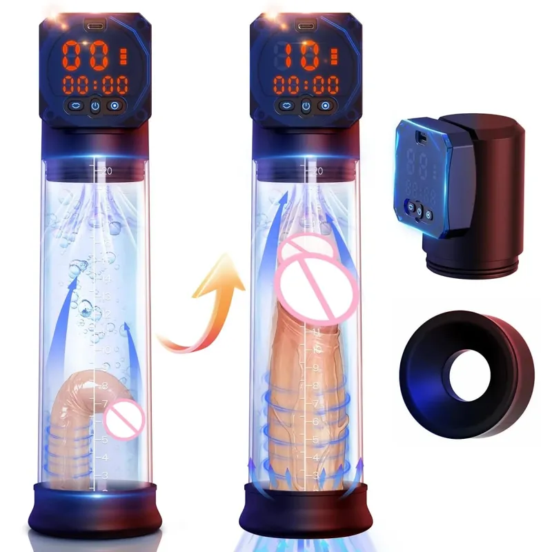 Masturbadores masculinos elétricos bomba de pênis vibrador de sucção a vácuo 5 sucção 6 modo de treinamento à prova d'água display digital brinquedo sexual adulto — image 1