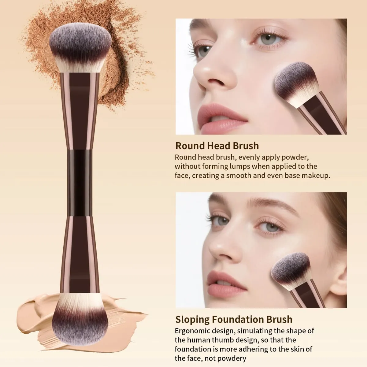 6Pcs Double Head Makeup Brush Set Powder Blush Contour Eyeshadow Eyebrow Brushes Full Face Cosmetic Tools — image 3