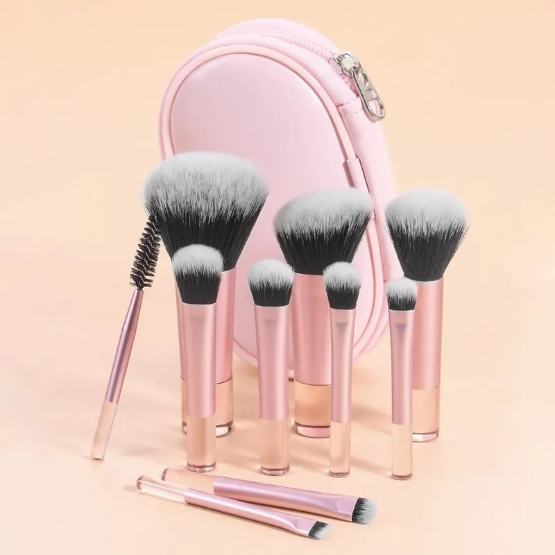 10-Piece Mini Makeup Brush Set with Bag Portable Travel Size Makeup Brush Available in Multiple Colors