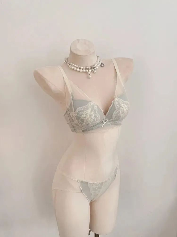 French Style Soft Lace Wireless Bra Set Women Push Up Small Breast Lift Full Cup Sexy Adjustable Comfort Lingerie Set Daily Wear — image 1