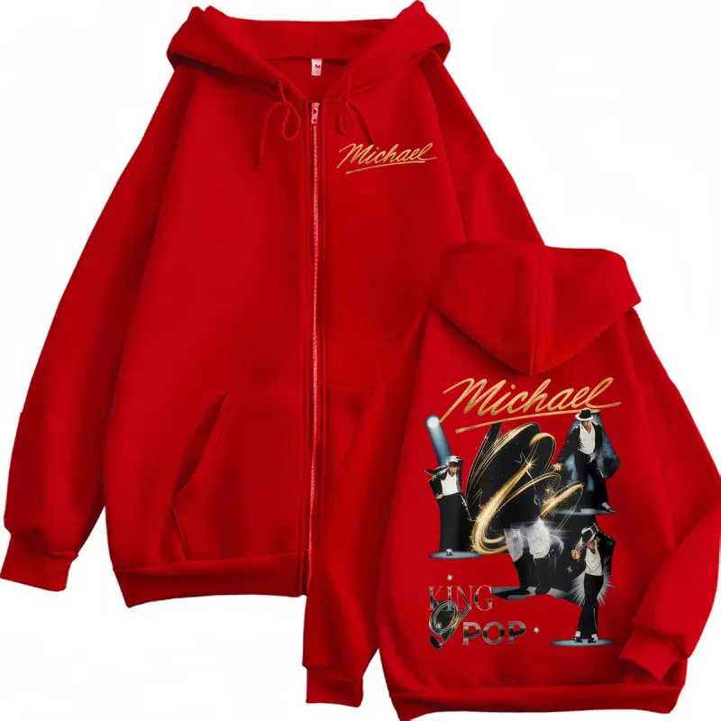 King of Pop Michael Jackson Concert Zipper Hoodies Men's Women Fashion Trend Classic Jacket Sweatshirt Long Sleeve Zip Up Hoodie — image 4