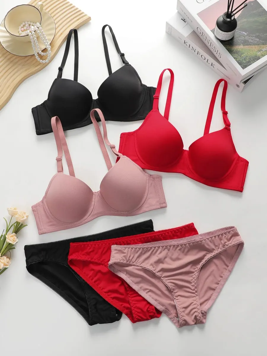 Conjunto de lingerie com arame sólido, roupa íntima, conjunto de calcinha feminina, sutiã push up com anel de aço, roupa íntima, terno — image 2