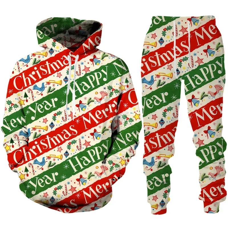 Fashion Funny Santa Claus 3D Print Tracksuit Set Man Woman Hoodie+Pants 2pcs Set Oversized Casual Christmas Party Couple Clothes — image 19