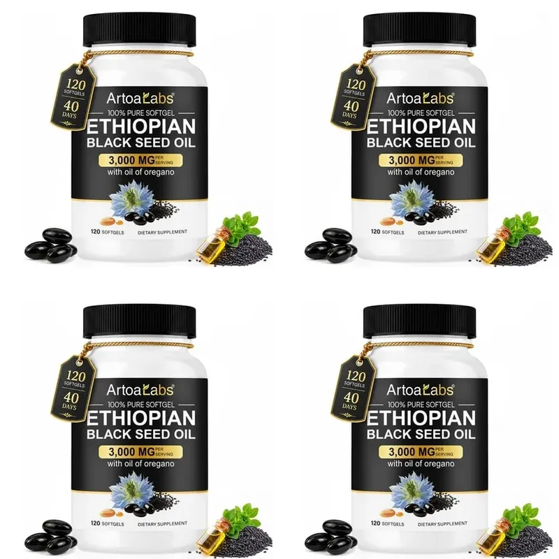 Óleo de semente preta etíope 3000 mg cápsulas moles com óleo de orégano apoiam a saúde imunológica, equilíbrio digestivo e vitalidade diária 120 contagens — image 10