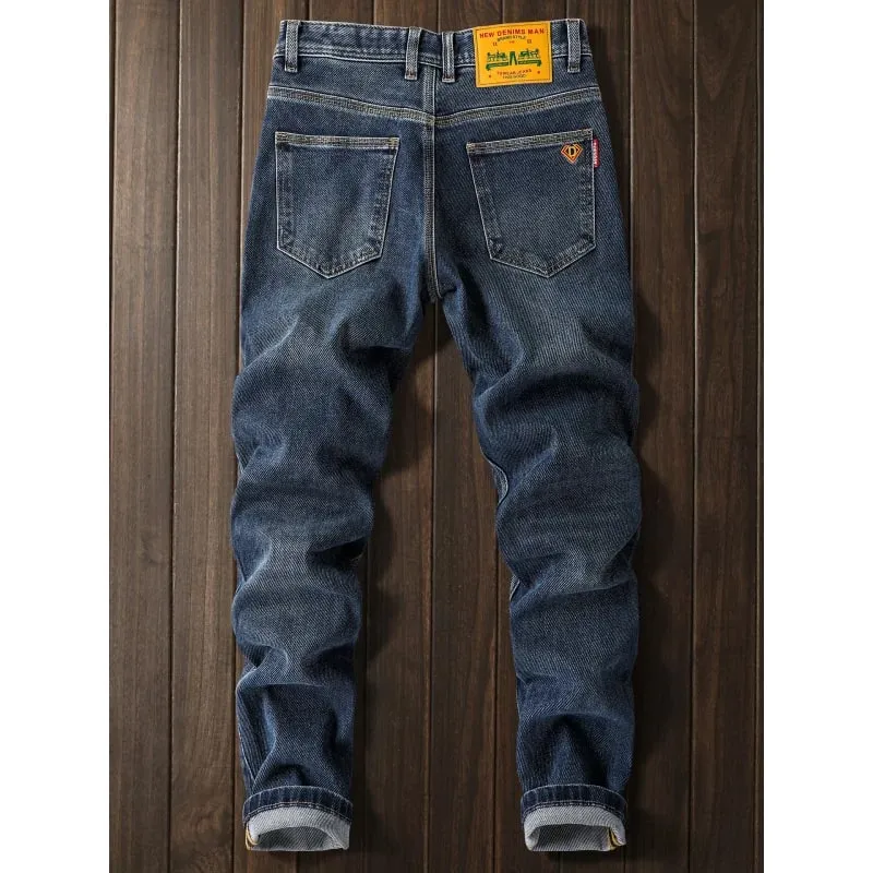 2025New Autumn Jeans Men's Slim Stretch Affordable Luxury Fashion Embroidery Long Skinny Pants