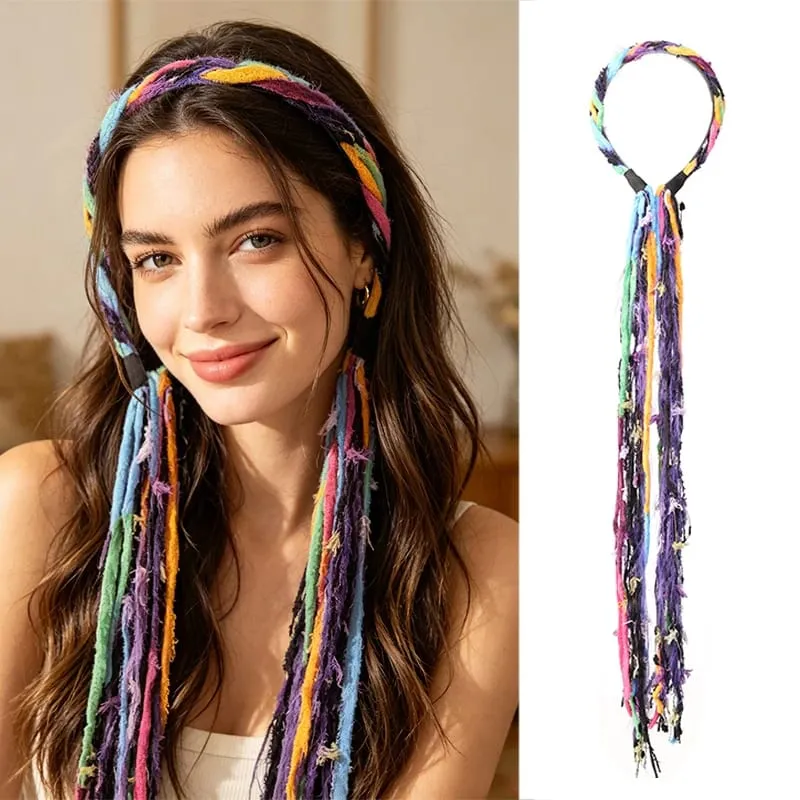 Plush Maillard Colored Long Tassel Headband Bohemian Hair Accessory Suitable for Women's Parties — image 13