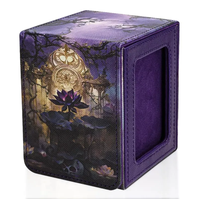 Card Deck Box for Pattern Print Cards with Display Window Hold 100+ Double-Sleeved Cards PU Leather Card Box Fits TCG Cards — image 1