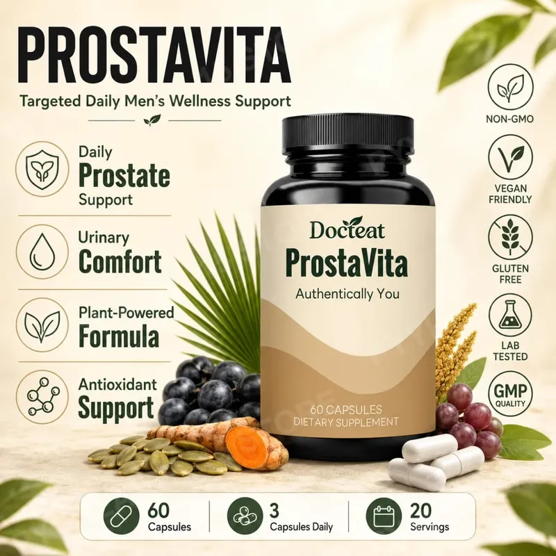 Docteat ProstaVita Men's Prostate Health Capsules with Beta-Sitosterol Saw Palmetto Pumpkin Seed and Lycopene 60 Count — image 1
