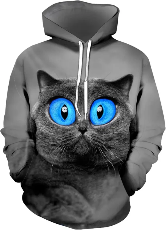 Moletom com capuz gráfico masculino unissex com estampa de novidade, pulôver com padrão 3D com bolso, moletom com capuz gráfico quente de manga comprida Me — image 4