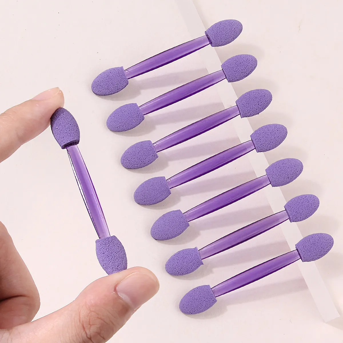50PCS Double-Ended Eyeshadow Sponge Applicators Purple Disposable Makeup Brushes for Eyeshadow Concealer Nail Art & Eyebrow — image 4