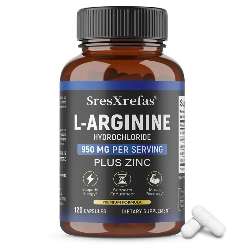 Men's L-Arginine 950mg Capsules - Supports Blood Circulation Workout Endurance & Muscle Growth Mercury for Adult 120 Capsules