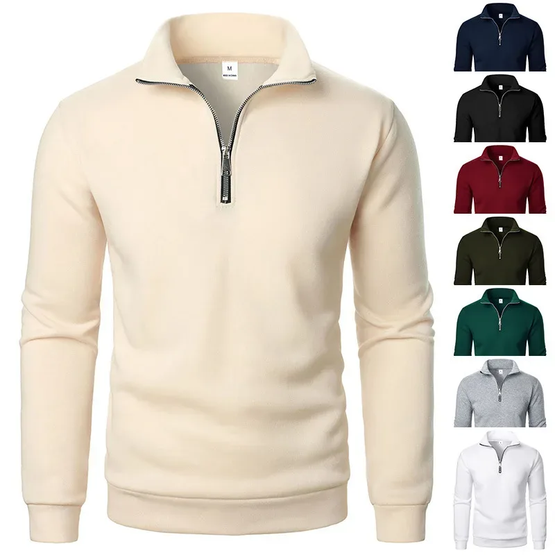 Spring Autumn new Casual Half Zipper stand collar sweatshirt Trend Simple slim men Pullover long sleeve tops Men's sweatshirt — image 18