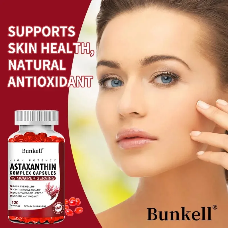 Bunkell Vegan Astaxanthin with Fish Oil & Antratic Krill Oil Antioxidant Supports Eye Skin Cellular Health Non-GMO Capsules — image 4