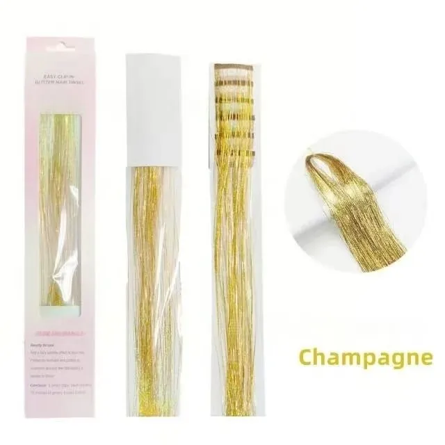 6Pcs Hair Tinsel Clip in Hair Extensions 20 Inch Synthetic Colorful Shiny Sparkle Glitter Tinsel Hair for Women Girls Cosplay — image 8