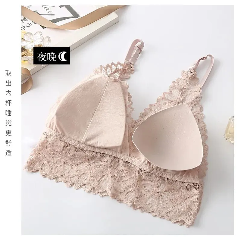 Sexy Lace Women's Underwear Set Seamless Wire-Free Hollow Out Bra and Panty with Embroidery Intimate Lingerie for Women — image 6