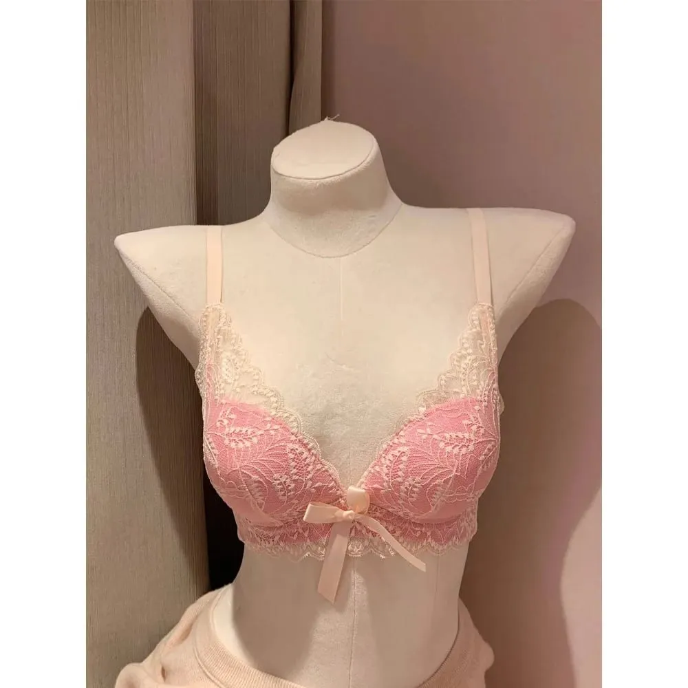 Žhavá prodejná bezdrátová krajková podprsenka Ženy Malé poprsí Silné vycpávky Push Up Lift Anti Sage Boční podpora Sexy spodní prádlo 32‑38 AB — image 2