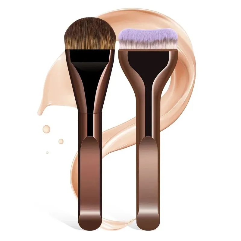 New 2Pcs Professional Foundation Makeup Brushes Soft Dense Hair for Blending Liquid Cream Flawless Powder Makeup Beauty Tools — image 1