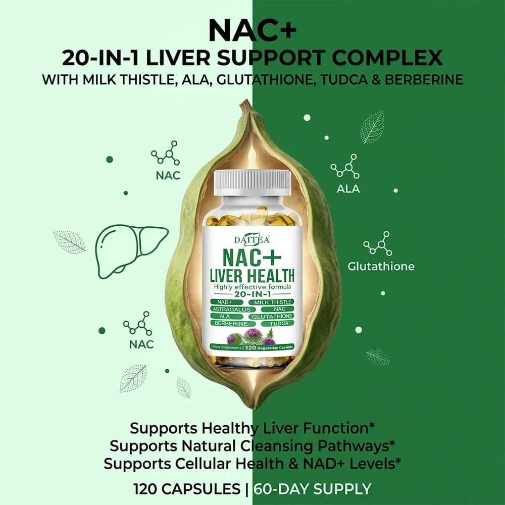 NAC & Milk Thistle Complex Capsules Supports Liver Cleanse & Repair Detox Digestive Health Cellular Health & Immune Wellness — image 4
