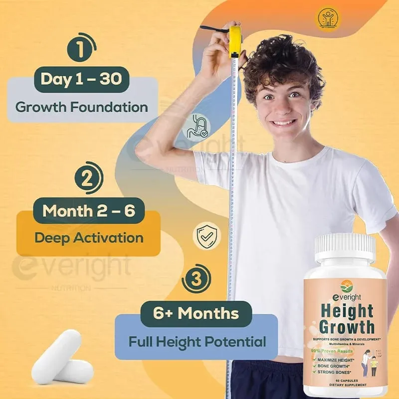 Suplemento de força óssea - para crescimento natural de altura em adultos e crianças - Alta absorção - Multivitaminas de cálcio, magnésio e zinco — image 5