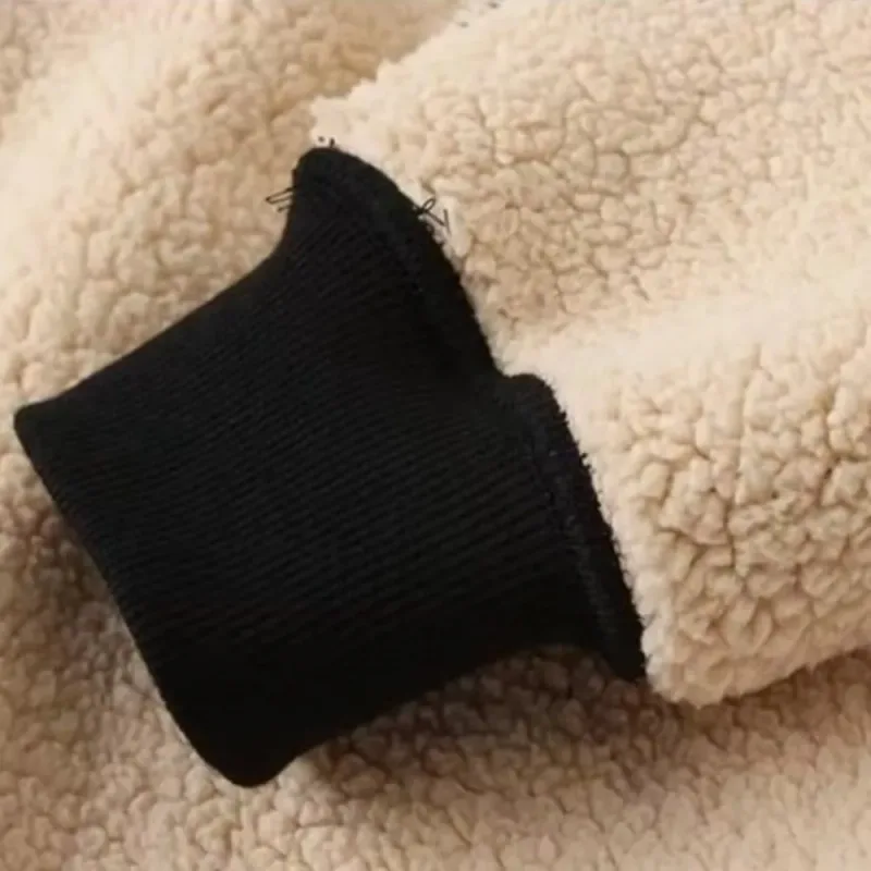 Lamb Fleece Lined Fleece Lined Sweatshirt Thick Warm Thermal Loose Fit Long Sleeve Sweatshirt Autumn Winter Weight — image 4