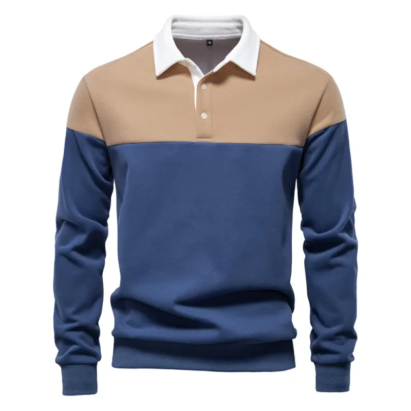 Nova primavera masculina com capuz de mistura de algodão em bloco colorido para negócios estilo casual moletom de manga comprida — image 10