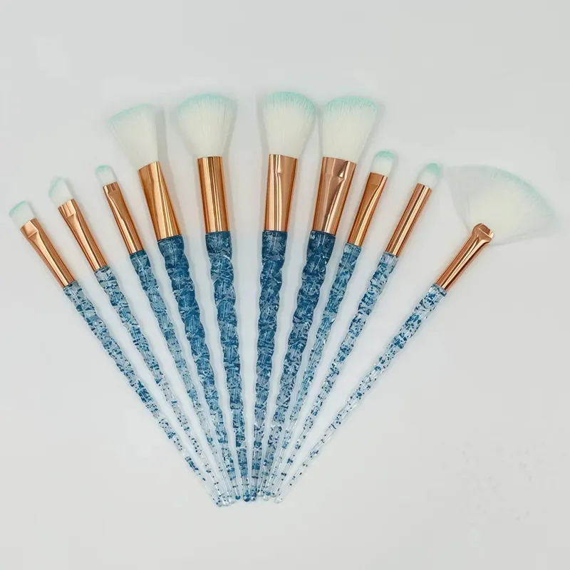 Colorful 10-Piece Makeup Brush Set Crystal Handle Concealer Brushes Beauty Health Cosmetic Tools Make Up Tools — image 9