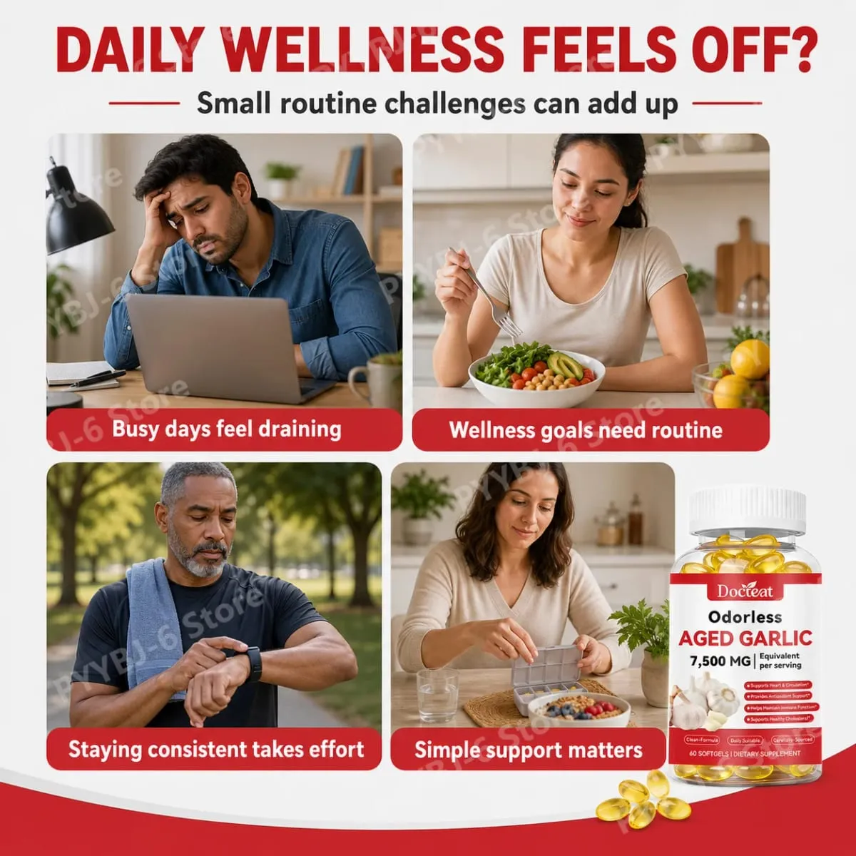 Odorless Aged Garlic Extract 7500mg Equivalent 60 Softgels - Immune Support Heart Health Antioxidant Supplement for Adults — image 3