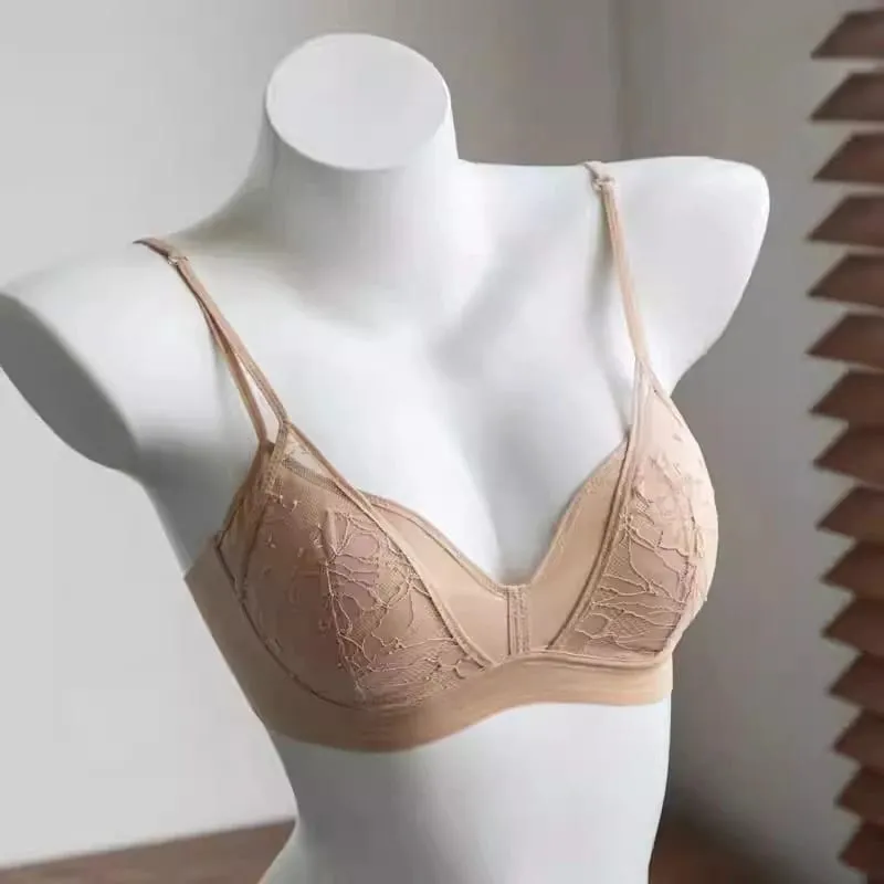 French Lace Bralette Wireless Unlined Sexy Sheer Demi Cup Lightweight Comfort Summer Lingerie Everyday Wear Small Bust Push Up — image 9