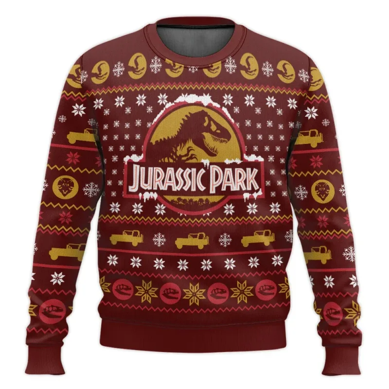 Jurassic Park Dinossauros Feliz Natal Roupas Presentes Suéteres de Papai Noel Moletons masculinos e femininos 3D Festa de outono e inverno — image 16