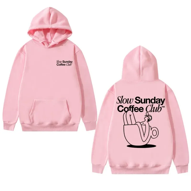 Unissex lento domingo café clube moletom com capuz engraçado meme vintage casual streetwear moletom, várias cores disponíveis