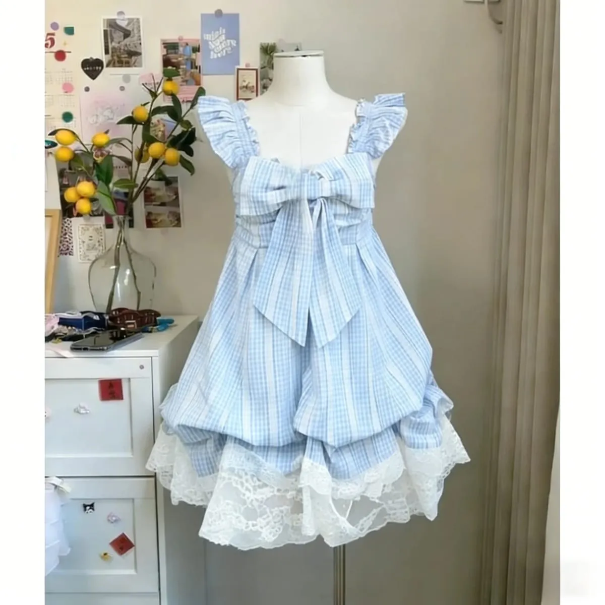 2026 mulher japonesa doce renda flor y2k estética bandagem vestidos grunge harajuku sem mangas retalhos vestido vintage chique — image 6
