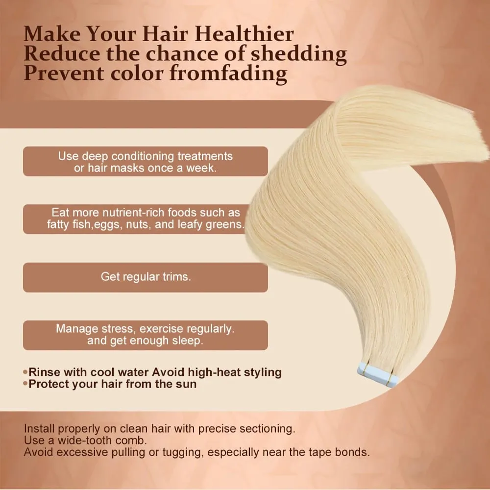 Bande Blonde dans les Extensions de cheveux cheveux humains platine #60 bande de trame de peau droite sans couture dans de vraies Extensions de cheveux humains 50G