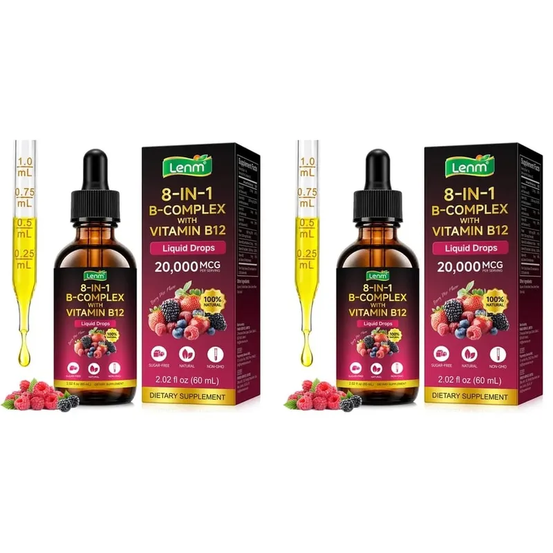 Lenm Vitamin B12 B-Complex Liquid Drops 8-in-1 Supports Nervous System Immune Health and Daily Energy 60 ML Sugar-Free Non-GMO — image 8