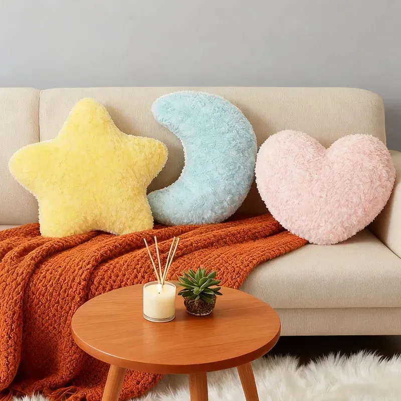 Colorful Sky Pillow Stuffed Moon Star Heart Plush Cushion Sofa Chair Back Support Plushie Decoration Gift — image 6