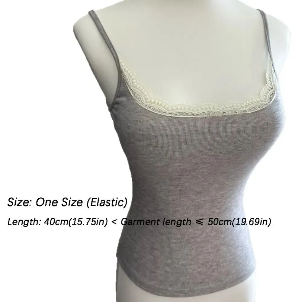 Fashion Elastic Camis Tank Tops with Chest Pad Versatile Lace Tops Integrated Top Slim Vest Cute Women Clothes — image 5
