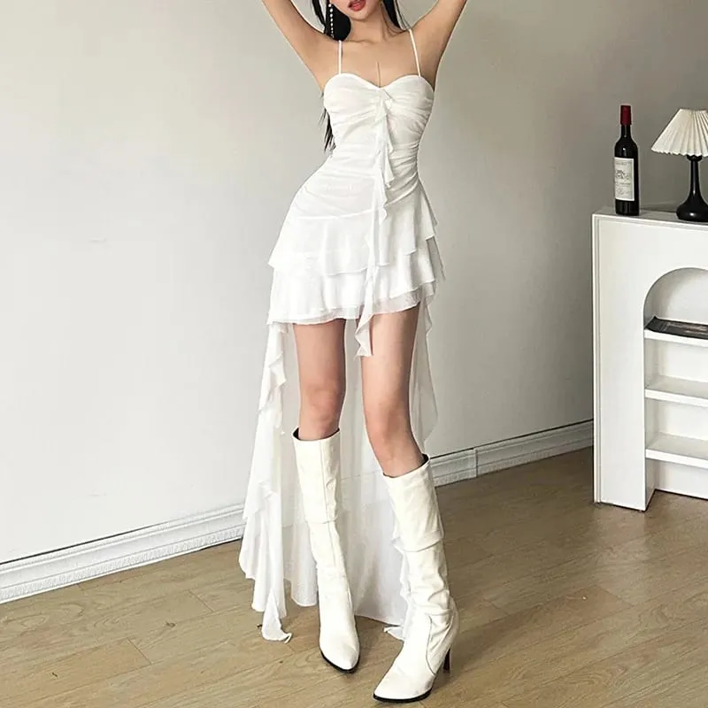 2026 Y2k Estetisk oregelbunden volangklänning Sexig rygglös Harajuku plisserade klänningar Streetwear ärmlös Bodycon Vestido De Mujer — image 8