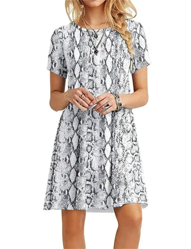 Leopard Pattern Women 3D Print Fashion Dresses Short Sleeve Summer Loose Casual Short Dress Streetwear Ladies Mini Dress — image 4