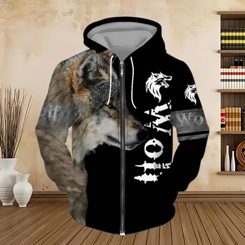 Primavera e outono moletom com capuz masculino 3d impressão digital série tigre zip up hoodies moda moletom personalizado para homem — image 5