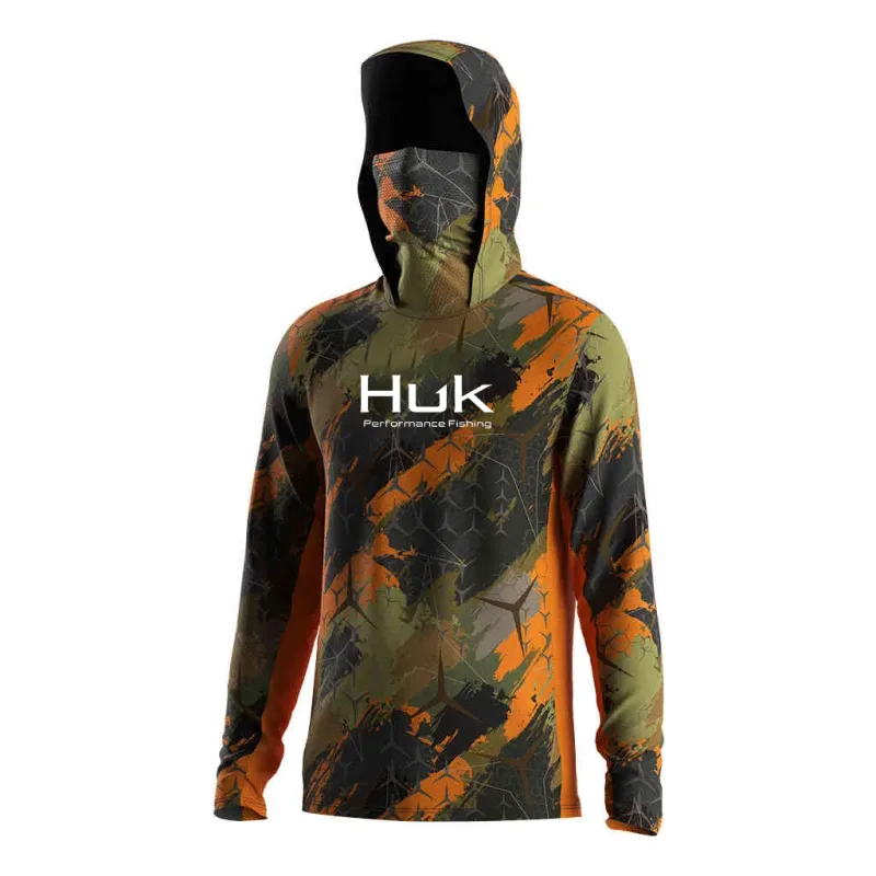 Camisa de pesca moletom com capuz para pesca uv roupas com capuz camisa de pesca roupas masculinas com capuz topo azul-verde — image 2