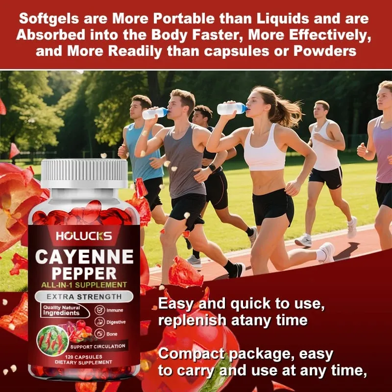 Advanced Cayenne Pepper Capsules with Vitamin D3 & K2 Support Circulation Immune Health & Digestive Comfort