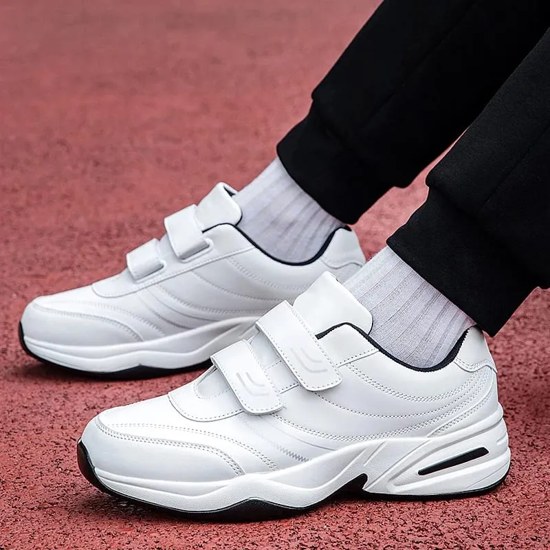 Men's Adjustable Hook and Loop Leather Sneakers Casual Sports Shoes White Sneakers Masculino Zapatillas Deportivas Tenis — image 3